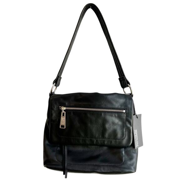 KENNETH COLE BLACK LEATHER PAD ABOUT YOU SHOULDER BAG BRAND NEW - Picture 1 of 7